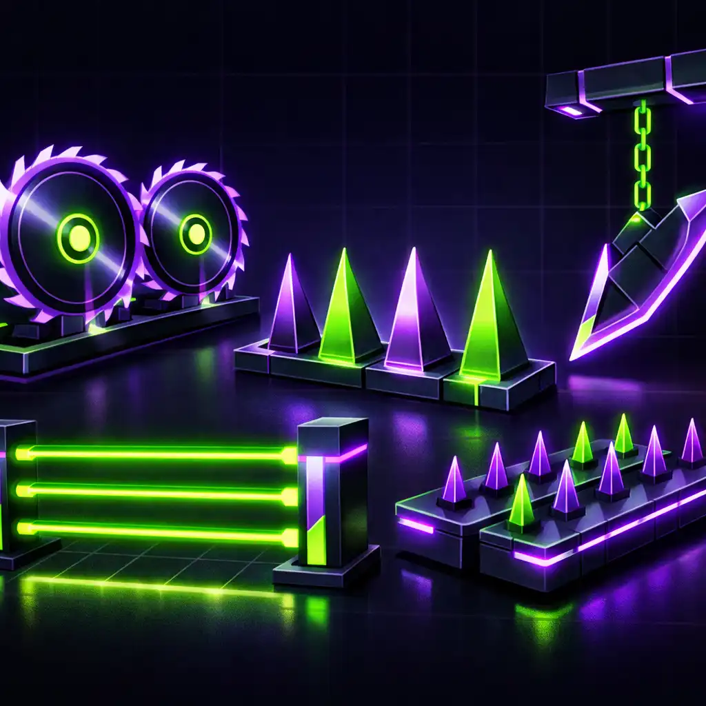 Neon akadályok közelről